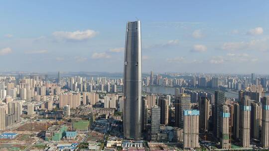 武汉绿地中心第一高楼航拍视频素材模板下载