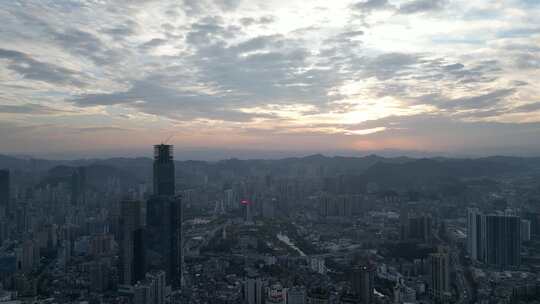 航拍贵阳火烧云贵阳大景