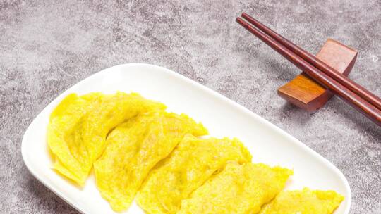 中国传统早点蛋饺实拍4k滑轨平移