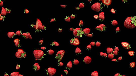 掉落的草莓在阿尔法上循环