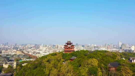 杭州风光吴山城隍阁景区航拍