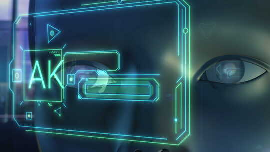 科幻人工智能聊天机器人特写。3D渲染