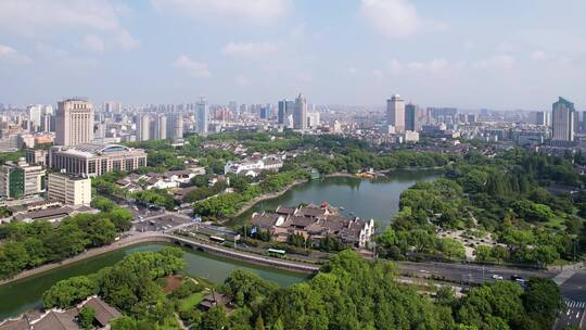 宁波市区月湖公园航拍