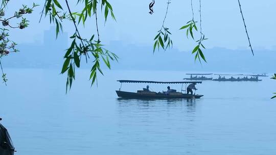 杭州西湖摇橹船4K视频素材