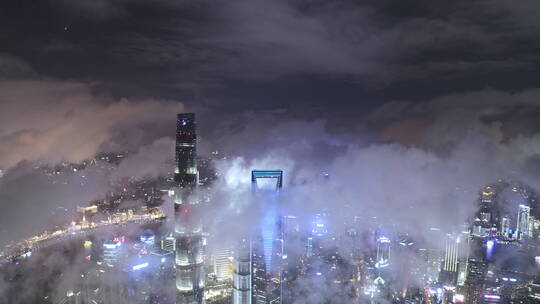 上海陆家嘴夜景地标宣传片震撼平流云海延时