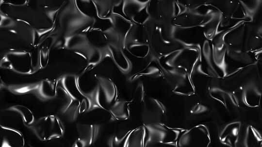 潮流动感黑色液态流体金属质感抽象循环背景