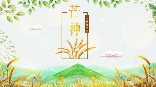 原创二十四节气芒种小清新风片头视频模板