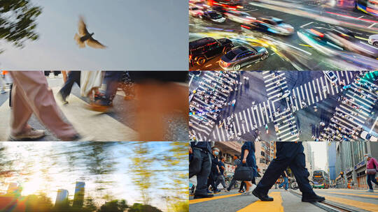 城市脉动人流车流信息时代高清在线视频素材下载