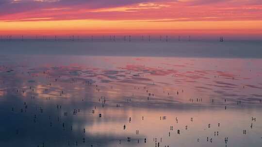 海滩海边日出朝霞唯美天空之镜火烧云