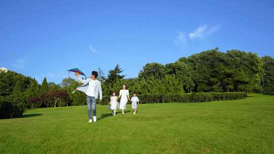 健康快乐 一家人在草地欢乐的玩耍视频素材模板下载
