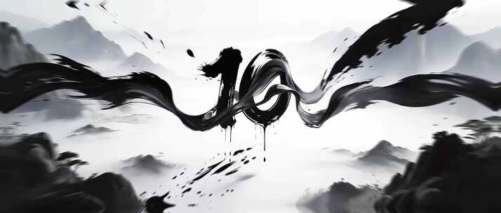 8K中国风水墨倒计时水墨风大气数字倒计时