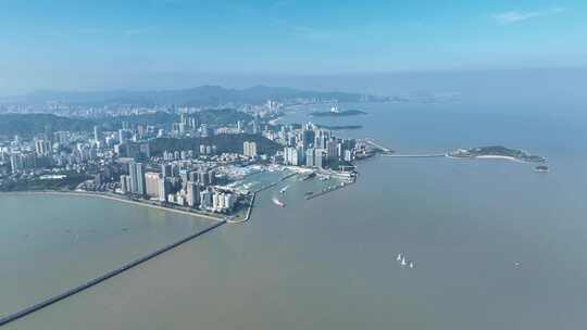 珠海航拍珠海全景城市建筑风光海滨城市风景