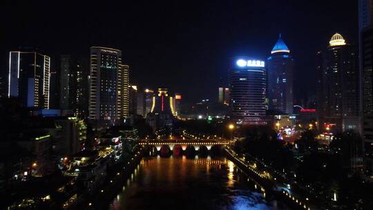 航拍贵州贵阳城市夜景