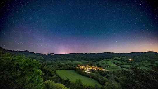 唯美夜空乡村银河星空星轨延时