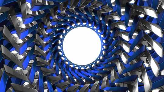 环状蓝色抽象光波扭曲动画4K视频素材模板下载