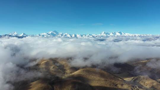 航拍西藏日喀则珠穆朗玛峰高原雪山风光视频素材模板下载