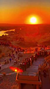 落日余晖映晚霞一抹夕阳美如画，治愈系风景