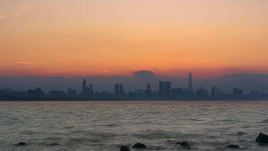 美丽深圳湾壮观海上日出过程延时高清记录