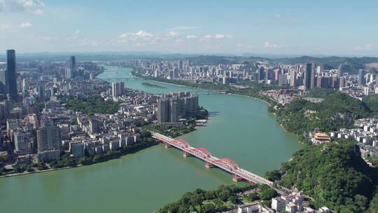 航拍广西柳州城市景观全景 4k