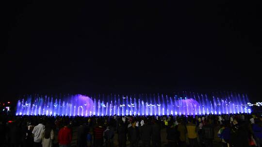 南昌秋水广场喷泉灯光秀视频素材模板下载
