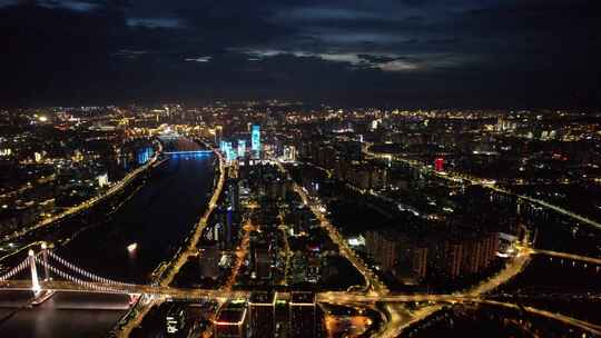 福建福州大景城市夜景灯光航拍