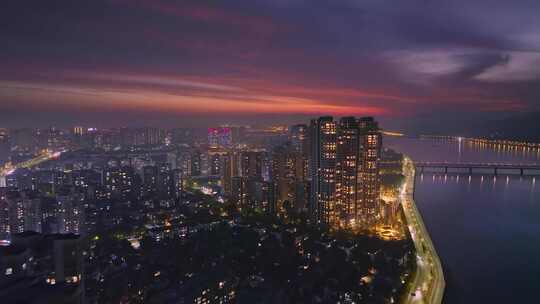 城市夜晚住宅区万家灯火视频素材模板下载