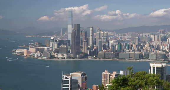 香港九龙尖沙咀摩天大楼晴天市景