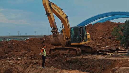 挖掘机挖土机施工现场2视频素材模板下载