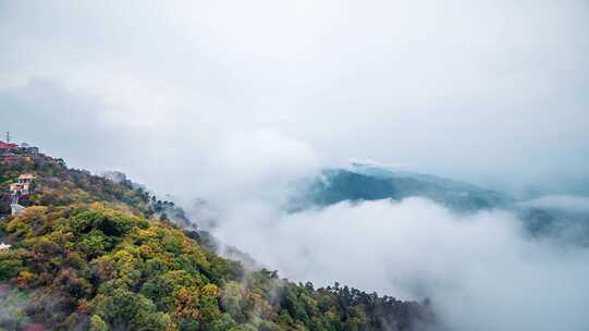 清晨云海日出云层山顶山林山峰云雾缭绕风景