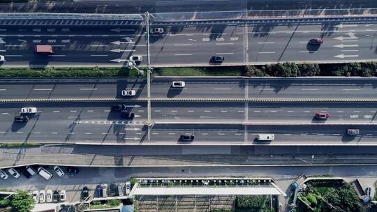 航拍4k纵横交错繁忙的城市道路上海延安高架