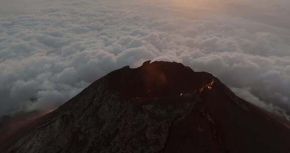 火山，危地马拉，云，烟