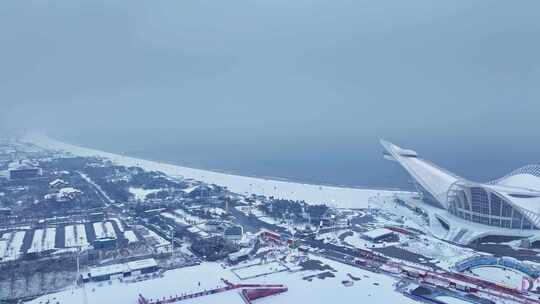 青岛西海岸金沙滩雪景国际啤酒城雪景