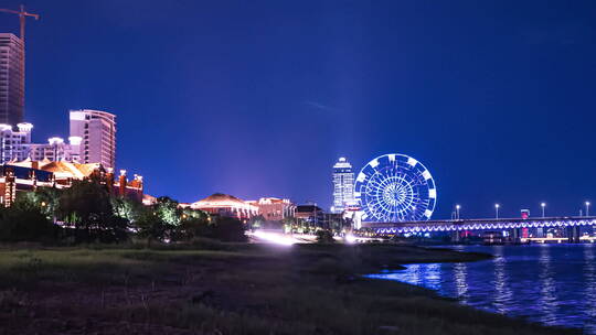 南昌之星摩天轮夜景视频素材模板下载