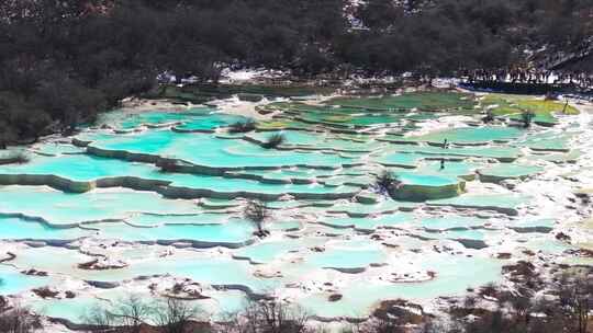 4k航拍四川甘孜黄龙景区