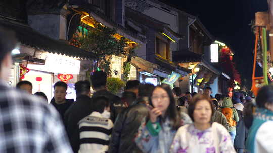 大理古城丽江古城节日街道商店街景