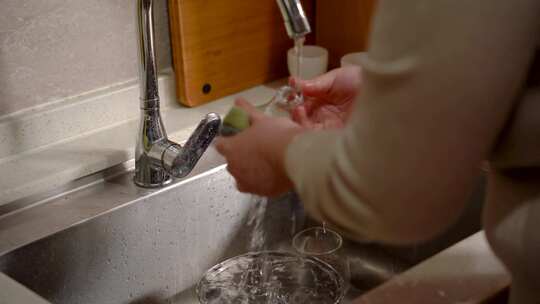 4K家庭主妇洗碗做家务收拾卫生视频
