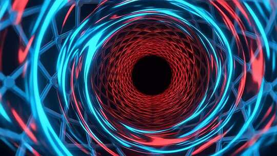 红蓝科技感网格时光隧道循环穿梭合集4K