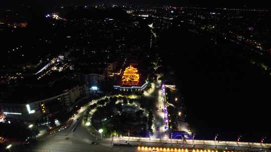 航拍桂林逍遥楼夜景桂林夜景