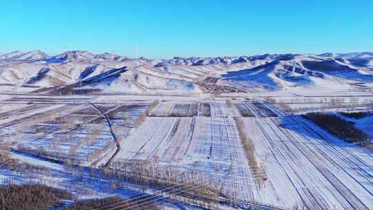 冬季承德丰宁坝上风电蓝天白云雪景航拍