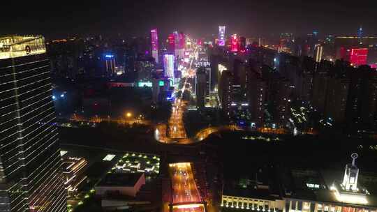 河北石家庄城市夜景灯光航拍