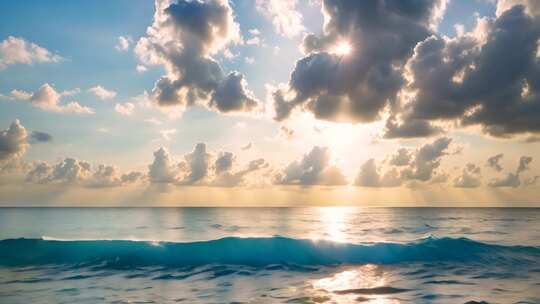 海上日出阳光云海景观