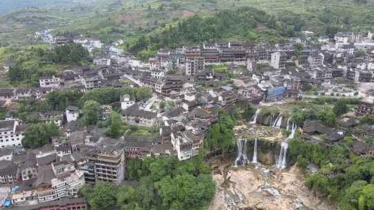 空中村庄视频素材模板下载