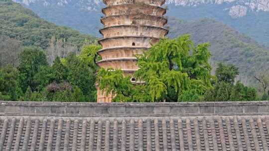 航拍嵩山嵩岳寺塔