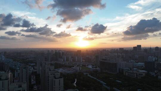 上海浦西日落延时航拍