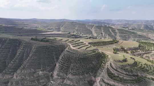 甘肃定西山川地地貌黄土高原航拍