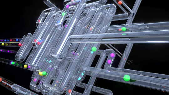 现代3d风格的玻璃管彩色球工业极简抽象图