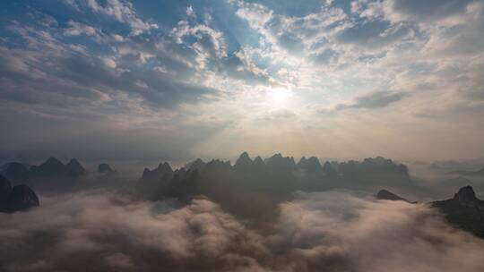 云海山顶延时摄影森林山脉大自然风景景点