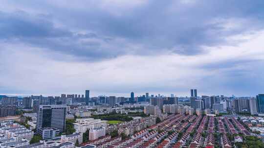 杭州滨江城市阴天风景延时