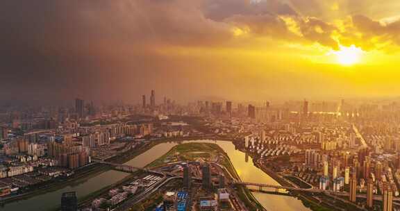 4k长沙马栏山暴雨后丁达尔光延时