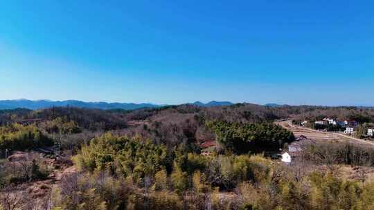 航拍农村户外开阔山林景观自然风景